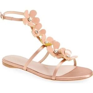 GIAMBATTISTA VALLI Flower Ankle Strap Sandal In Beige US  10/EU 40